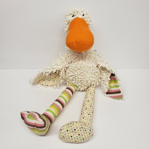 Gund 15" Dolly Chenille Duck Polka Dot Stripes Legs Plush - Picture 1 of 7